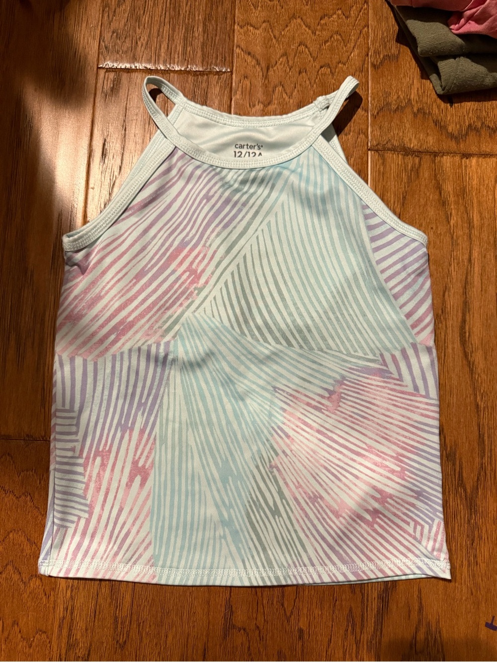 Carter's Girls' Pastel Pink & Light Blue Striped Tank Top